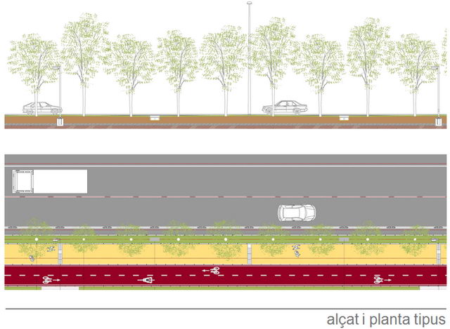 Proyecto de mejora de la avenida del mar de Gav Mar (Alzado y planta tipo) (Proyecto del Ayuntamiento de Gav)